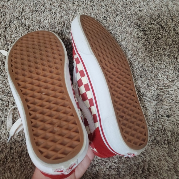 Red lace up checkered vans! - Picture 3 of 4